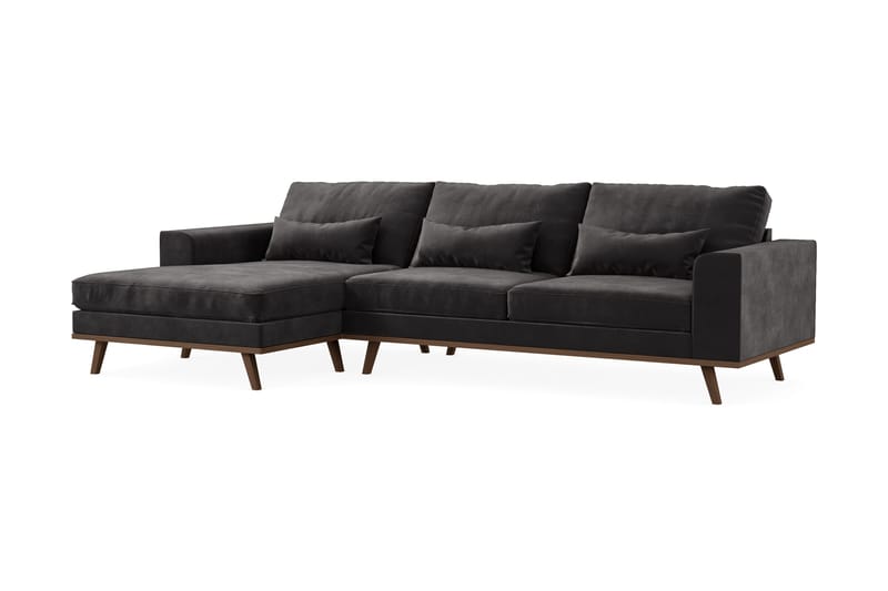 Copenhagen 4-sits Vänstervänd L-formad Divansoffa i Sammet - Mörkgrå - Products - Möbler - Soffa - Divansoffa & schäslongsoffa - 4 sits soffa med divan