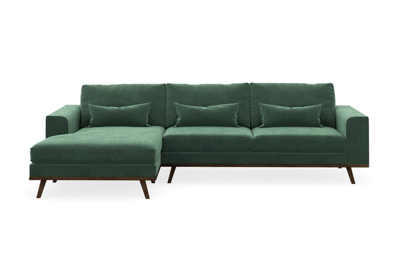 Copenhagen 4-sits Vänstervänd L-formad Divansoffa i Sammet - Mörkgrön - Products - Möbler - Soffa - Divansoffa & schäslongsoffa - 4 sits soffa med divan