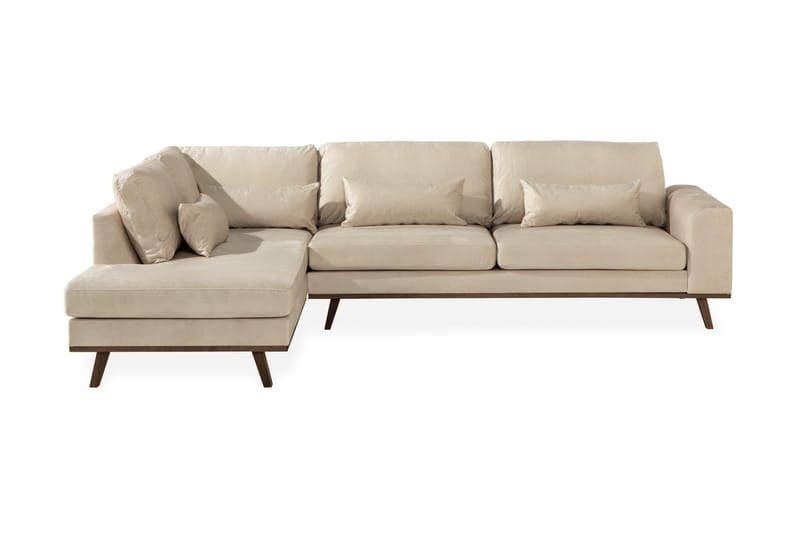 Copenhagen 4-sits Vänstervänd L-formad Schäslongsoffa i Sammet - Beige - Products - Möbler - Soffa - Divansoffa & schäslongsoffa - 4 sits soffa med divan