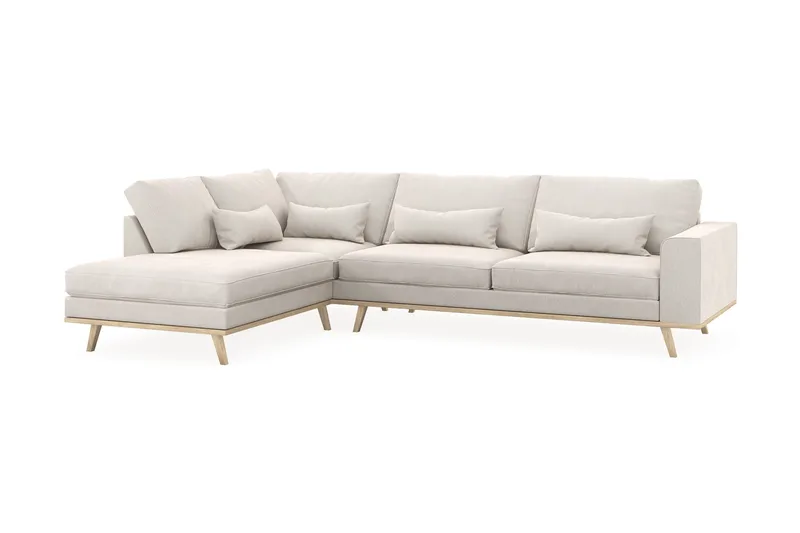 Copenhagen 4-sits Vänstervänd L-formad Schäslongsoffa i Sammet - Krämvit - Products - Möbler - Soffa - Divansoffa & schäslongsoffa - 4 sits soffa med divan