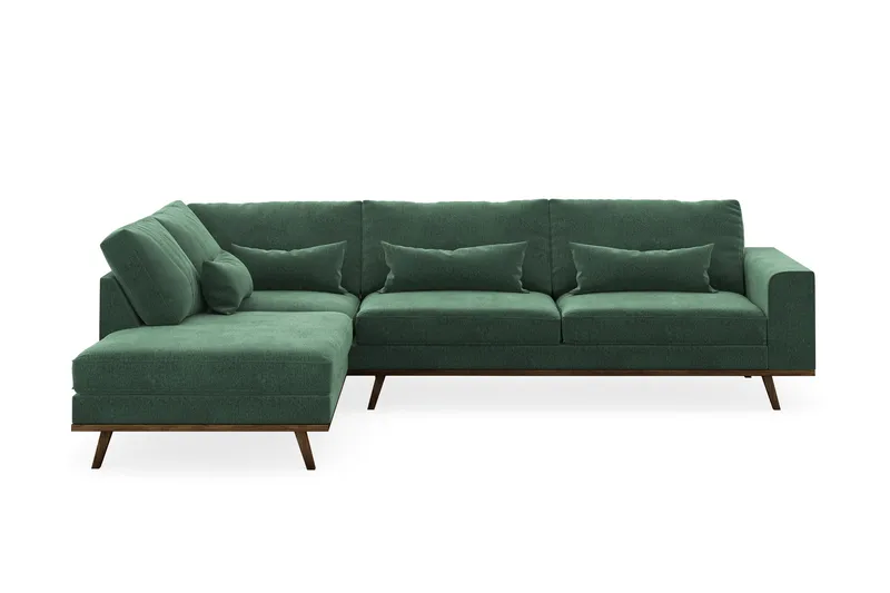 Copenhagen 4-sits Vänstervänd L-formad Schäslongsoffa i Sammet - Mörkgrön - Products - Möbler - Soffa - Divansoffa & schäslongsoffa - 4 sits soffa med divan