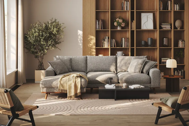 Copenhagen Premium 4-sits Vänstervänd L-formad Djup Divansoffa i Chenille - Grå - Products - Möbler - Soffa - Divansoffa & schäslongsoffa - 4 sits soffa med divan