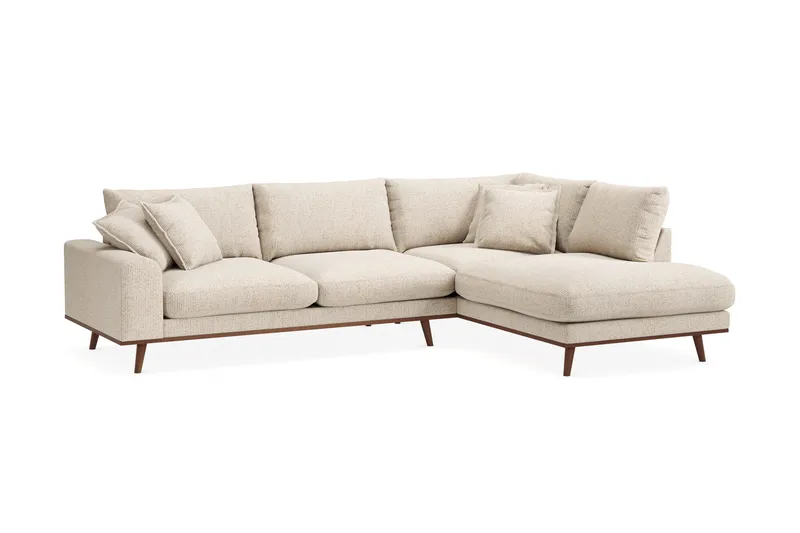 Copenhagen Premium 4-sits Högervänd L-formad Djup Schäslongsoffa i Chenille - Beige - Products - Möbler - Soffa - Divansoffa & schäslongsoffa - 4 sits soffa med divan