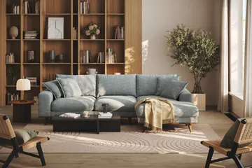 Copenhagen Premium 4-sits Högervänd L-formad Djup Divansoffa i Chenille - Grå/Blå - Products - Möbler - Soffa - Divansoffa & schäslongsoffa - 4 sits soffa med divan