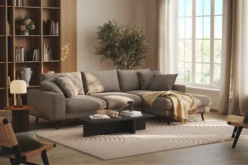 Copenhagen Premium 4-sits Högervänd L-formad Djup Divansoffa i Chenille - Brun - Products - Möbler - Soffa - Divansoffa & schäslongsoffa - 4 sits soffa med divan