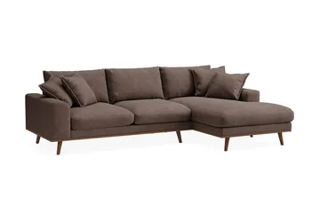 Copenhagen Premium 4-sits Högervänd L-formad Djup Divansoffa i Tyg - Mörkbrun - Products - Möbler - Soffa - Divansoffa & schäslongsoffa - 3 sits soffa med divan