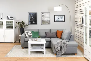 Crazy 3-sits Högervänd L-formad Schäslongsoffa i Tyg - Grå - Products - Möbler - Soffa - Divansoffa & schäslongsoffa - 2 sits soffa med divan