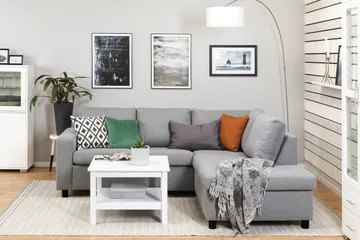 Crazy 3-sits Högervänd L-formad Schäslongsoffa i Tyg - Grå - Products - Möbler - Soffa - Divansoffa & schäslongsoffa - 2 sits soffa med divan
