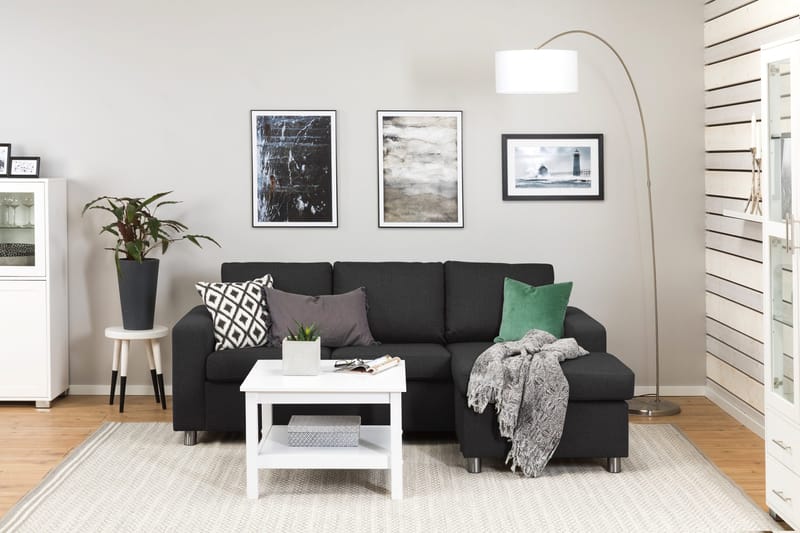 Crazy 3-sits Vändbar L-formad Divansoffa i Tyg - Antracit - Products - Möbler - Soffa - Divansoffa & schäslongsoffa - 3 sits soffa med divan