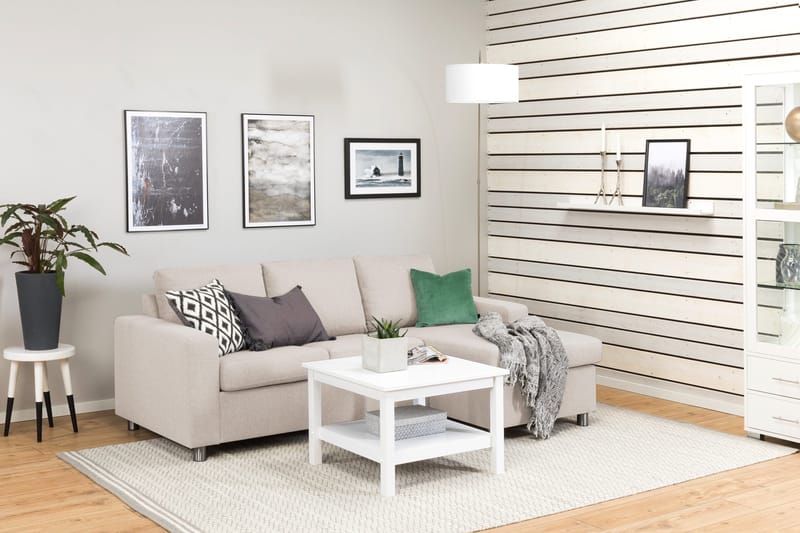 Crazy 3-sits Vändbar L-formad Divansoffa i Tyg - Beige - Products - Möbler - Soffa - Divansoffa & schäslongsoffa - 3 sits soffa med divan