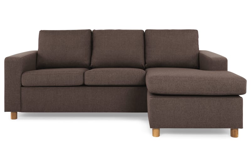 Crazy 3-sits Vändbar L-formad Divansoffa i Tyg, Brun
