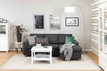 Crazy 3-sits Vändbar L-formad Divansoffa i Tyg - Mörkgrå - Products - Möbler - Soffa - Divansoffa & schäslongsoffa - 3 sits soffa med divan