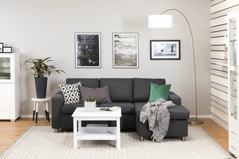 Crazy 3-sits Vändbar L-formad Divansoffa i Tyg - Mörkgrå - Products - Möbler - Soffa - Divansoffa & schäslongsoffa - 3 sits soffa med divan