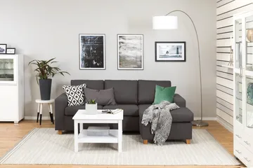 Crazy 3-sits Vändbar L-formad Divansoffa i Tyg - Mörkgrå - Products - Möbler - Soffa - Divansoffa & schäslongsoffa - 3 sits soffa med divan
