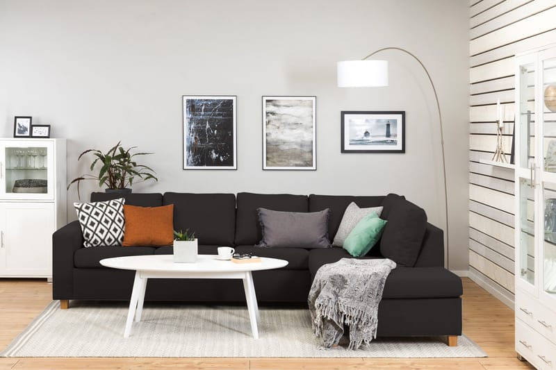 Crazy 4-sits Högervänd L-formad Schäslongsoffa i Tyg - Antracit - Products - Möbler - Soffa - Divansoffa & schäslongsoffa - 3 sits soffa med divan