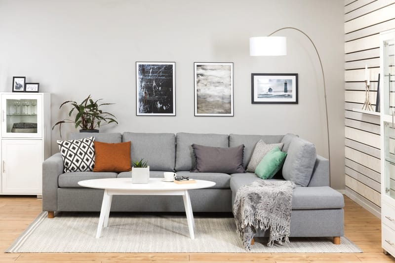 Crazy 4-sits Högervänd L-formad Schäslongsoffa i Tyg - Grå - Products - Möbler - Soffa - Divansoffa & schäslongsoffa - 3 sits soffa med divan
