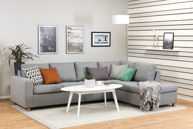 Crazy 4-sits Högervänd L-formad Schäslongsoffa i Tyg - Grå - Products - Möbler - Soffa - Divansoffa & schäslongsoffa - 3 sits soffa med divan