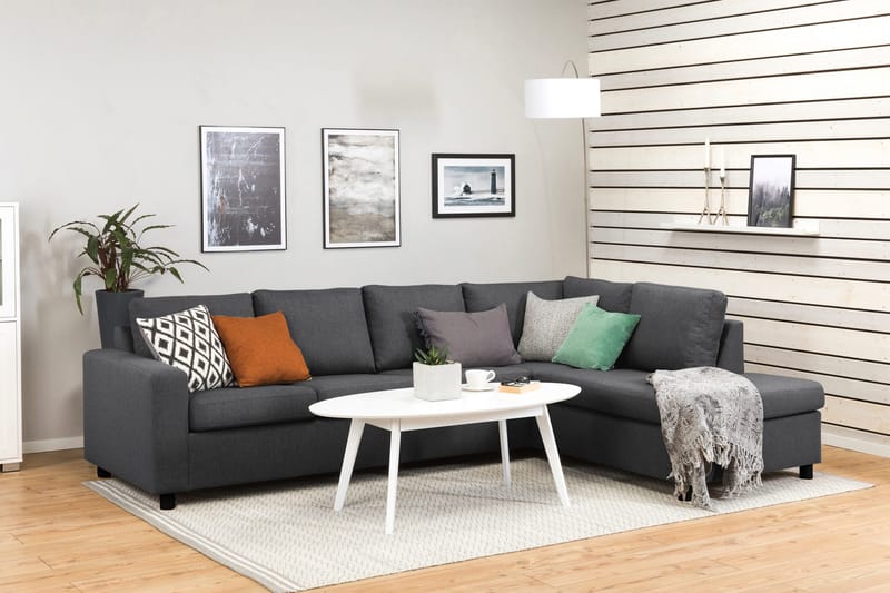 Crazy 4-sits Högervänd L-formad Schäslongsoffa i Tyg - Mörkgrå - Products - Möbler - Soffa - Divansoffa & schäslongsoffa - 3 sits soffa med divan
