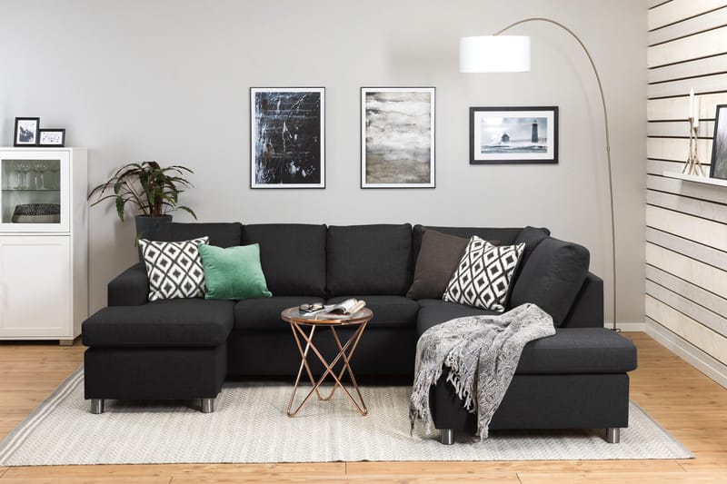 Crazy 4-sits Högervänd U-formad Large Soffa med Divan och Schäslong i Tyg - Antracit - Products - Möbler - Soffa - Divansoffa & schäslongsoffa - 3 sits soffa med divan