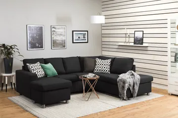 Crazy 4-sits Högervänd U-formad Large Soffa med Divan och Schäslong i Tyg - Antracit - Products - Möbler - Soffa - Divansoffa & schäslongsoffa - 3 sits soffa med divan