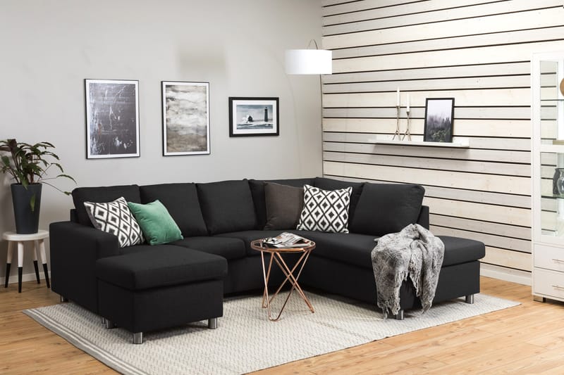 Crazy 4-sits Högervänd U-formad Large Soffa med Divan och Schäslong i Tyg - Antracit - Products - Möbler - Soffa - Divansoffa & schäslongsoffa - 3 sits soffa med divan