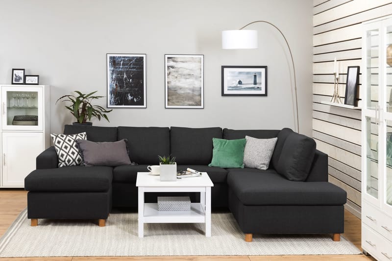 Crazy 4-sits Högervänd U-formad Large Soffa med Divan och Schäslong i Tyg - Antracit - Products - Möbler - Soffa - Divansoffa & schäslongsoffa - 4 sits soffa med divan
