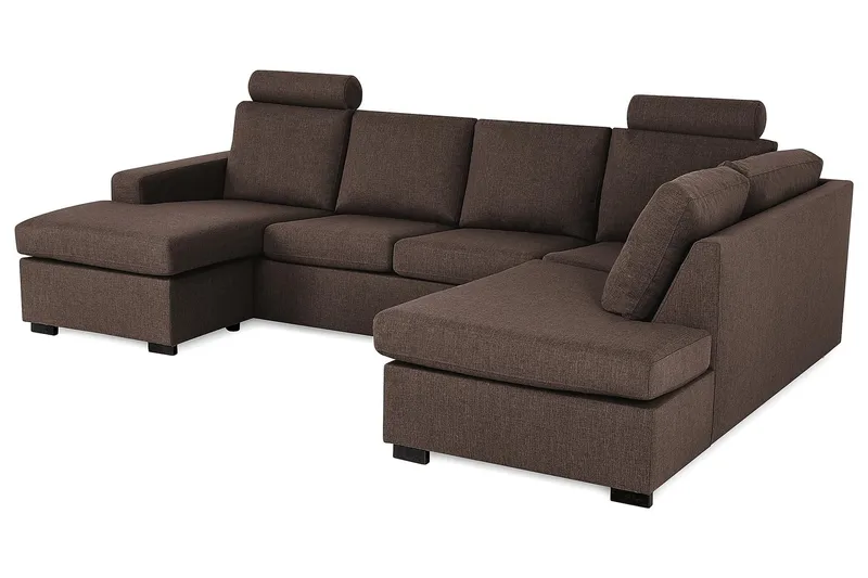 Crazy 4-sits Högervänd U-formad Large Soffa med Divan och Schäslong i Tyg - Brun - Products - Möbler - Soffa - Divansoffa & schäslongsoffa - 4 sits soffa med divan