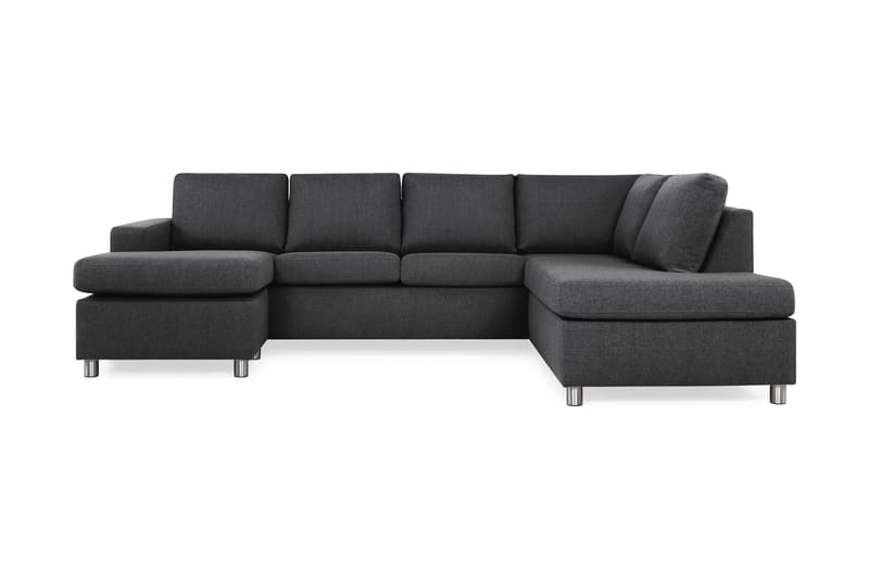 Crazy 4-sits Högervänd U-formad Large Soffa med Divan och Schäslong i Tyg, Mörkgrå