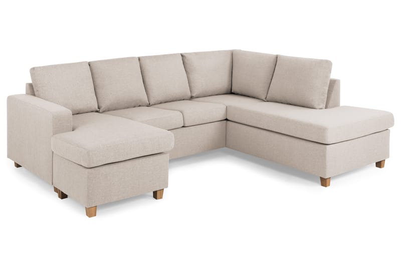 Crazy 4-sits Högervänd U-formad Small Soffa med Divan och Schäslong i Tyg - Beige - Products - Möbler - Soffa - Divansoffa & schäslongsoffa - 4 sits soffa med divan