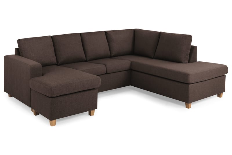Crazy 4-sits Högervänd U-formad Small Soffa med Divan och Schäslong i Tyg - Brun - Products - Möbler - Soffa - Divansoffa & schäslongsoffa - 3 sits soffa med divan