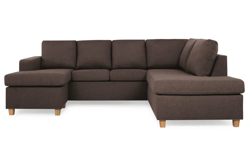 Crazy 4-sits Högervänd U-formad Small Soffa med Divan och Schäslong i Tyg, Brun