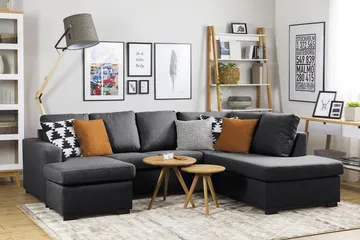 Crazy 4-sits Högervänd U-formad Small Soffa med Divan och Schäslong i Tyg - Mörkgrå - Products - Möbler - Soffa - Divansoffa & schäslongsoffa - 3 sits soffa med divan