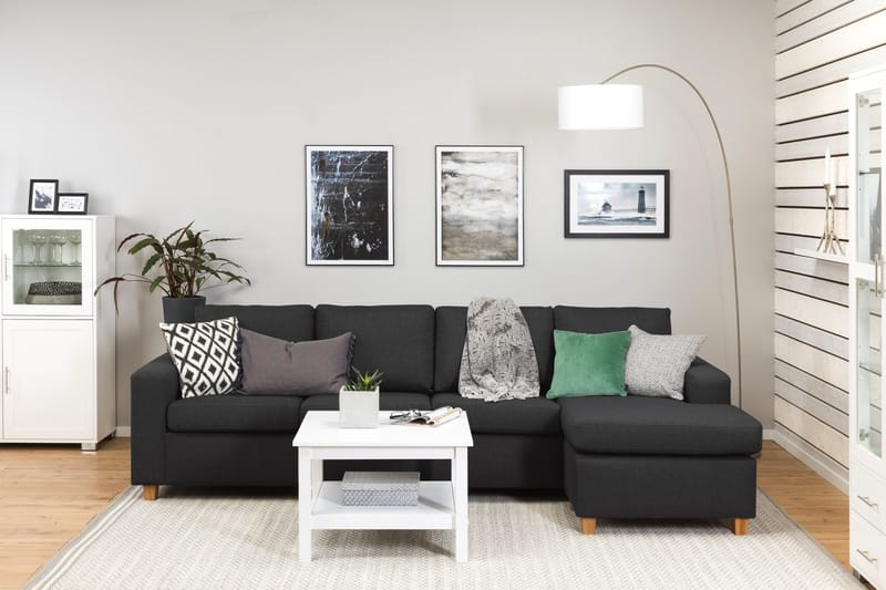 Crazy 4-sits Vändbar L-formad Divansoffa i Tyg - Antracit - Products - Möbler - Soffa - Divansoffa & schäslongsoffa - 4 sits soffa med divan