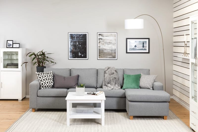 Crazy 4-sits Vändbar L-formad Divansoffa i Tyg - Grå - Products - Möbler - Soffa - Divansoffa & schäslongsoffa - 4 sits soffa med divan