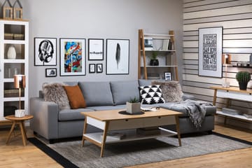 Crazy 4-sits Vändbar L-formad Divansoffa i Tyg - Grå - Products - Möbler - Soffa - Divansoffa & schäslongsoffa - 4 sits soffa med divan