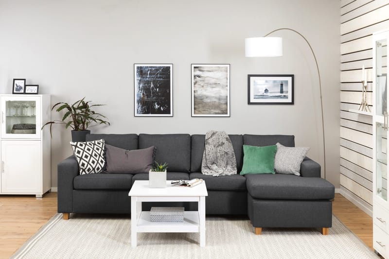 Crazy 4-sits Vändbar L-formad Divansoffa i Tyg - Mörkgrå - Products - Möbler - Soffa - Divansoffa & schäslongsoffa - 4 sits soffa med divan