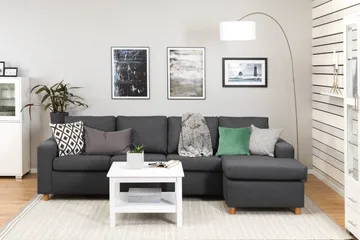 Crazy 4-sits Vändbar L-formad Divansoffa i Tyg - Mörkgrå - Products - Möbler - Soffa - Divansoffa & schäslongsoffa - 4 sits soffa med divan