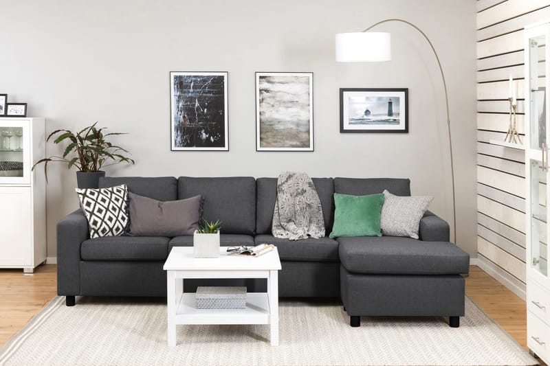 Crazy 4-sits Vändbar L-formad Divansoffa i Tyg - Mörkgrå - Products - Möbler - Soffa - Divansoffa & schäslongsoffa - 4 sits soffa med divan