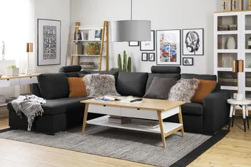 Crazy 4-sits Vänstervänd L-formad Schäslongsoffa i Tyg - Antracit - Products - Möbler - Soffa - Divansoffa & schäslongsoffa - 3 sits soffa med divan