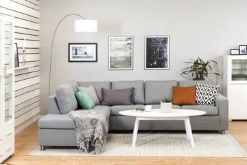 Crazy 4-sits Vänstervänd L-formad Schäslongsoffa i Tyg - Grå - Products - Möbler - Soffa - Divansoffa & schäslongsoffa - 3 sits soffa med divan