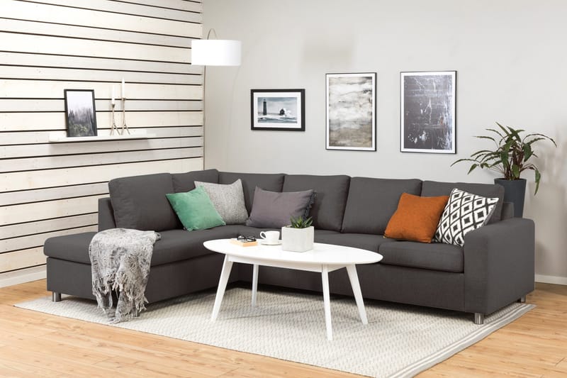 Crazy 4-sits Vänstervänd L-formad Schäslongsoffa i Tyg - Mörkgrå - Products - Möbler - Soffa - Divansoffa & schäslongsoffa - 3 sits soffa med divan