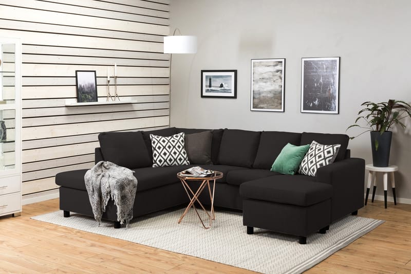 Crazy 4-sits Vänstervänd U-formad Large Soffa med Divan och Schäslong i Tyg - Antracit - Products - Möbler - Soffa - Divansoffa & schäslongsoffa - 4 sits soffa med divan