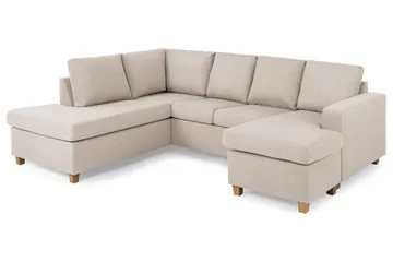 Crazy 4-sits Vänstervänd U-formad Large Soffa med Divan och Schäslong i Tyg - Beige - Products - Möbler - Soffa - Divansoffa & schäslongsoffa - 4 sits soffa med divan