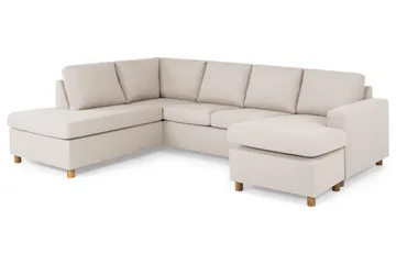 Crazy 4-sits Vänstervänd U-formad Large Soffa med Divan och Schäslong i Tyg - Beige - Products - Möbler - Soffa - Divansoffa & schäslongsoffa - 4 sits soffa med divan