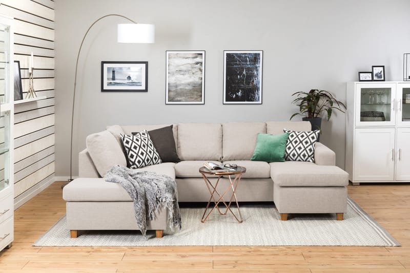 Crazy 4-sits Vänstervänd U-formad Large Soffa med Divan och Schäslong i Tyg - Beige - Products - Möbler - Soffa - Divansoffa & schäslongsoffa - 4 sits soffa med divan