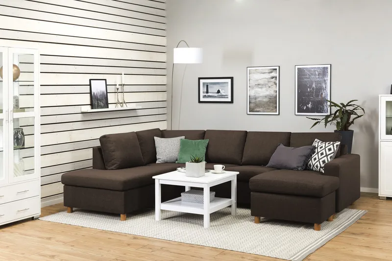 Crazy 4-sits Vänstervänd U-formad Large Soffa med Divan och Schäslong i Tyg - Brun - Products - Möbler - Soffa - Divansoffa & schäslongsoffa - 4 sits soffa med divan
