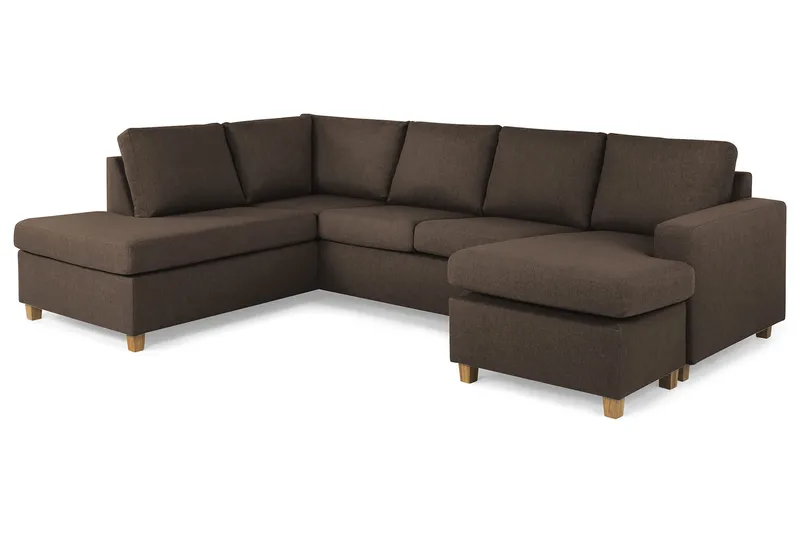 Crazy 4-sits Vänstervänd U-formad Large Soffa med Divan och Schäslong i Tyg - Brun - Products - Möbler - Soffa - Divansoffa & schäslongsoffa - 4 sits soffa med divan