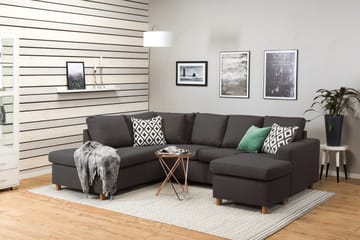 Crazy 4-sits Vänstervänd U-formad Small Soffa med Divan och Schäslong i Tyg - Mörkgrå - Products - Möbler - Soffa - Divansoffa & schäslongsoffa - 3 sits soffa med divan
