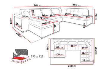 Dynir Soffa med Divan och Schäslong 4-sits - Blå - Products - Möbler - Soffa - Divansoffa & schäslongsoffa - 4 sits soffa med divan