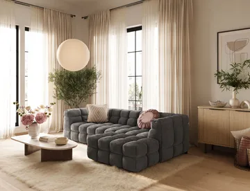 Elise 4-sits Bubblig Soffa med Divan Höger - Mörkgrå - Products - Möbler - Soffa - Divansoffa & schäslongsoffa - 4 sits soffa med divan